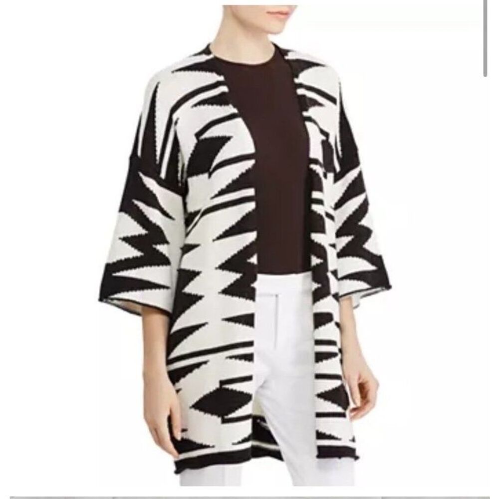 Ralph Lauren Sweater L Women Aztec Geo Cardigan Western Linen Cotton